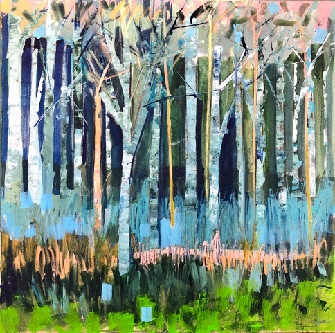 Carol Wiley: “At the Edge of the Woods" - Acrylic on Canvas at BRAF in Boothbay Harbor. Courtesy of the venue Carol Wiley