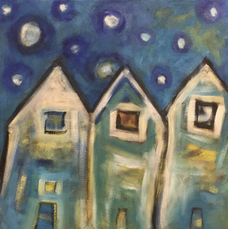 “Night Sky” an 18”x 18” by Kate Nordstrom of Alna is on exhibit at Carriage House Gardens in Wiscasset. Courtesy of Lucia Droby Kate Nordstrom