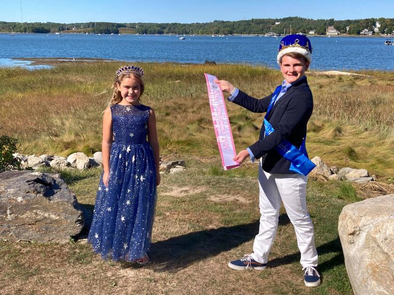 Reigning King of the Harbor, Spencer Pottle, congratulates Scout Martin with the Miss Windjammer 2020 sash. Emily Mirabile photo