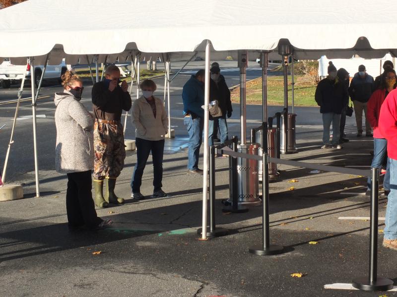 Forty-eight Boothbay Harbor residents lined up outside the fire station at 8 a.m. to cast their ballots for president, U.S. House and Senate, Maine legislative and other Lincoln County races. BILL PEARSON/Boothbay Register