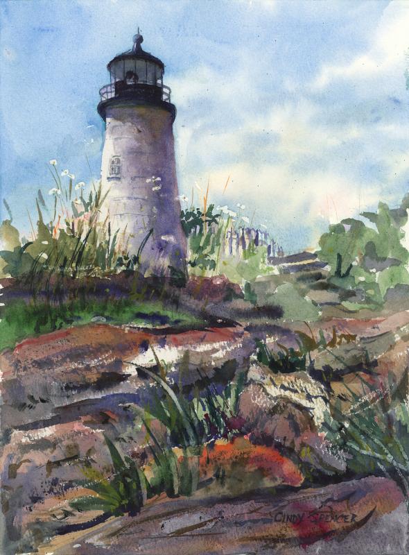 Wiscasset artist Cindy Spencer’s “Pemaquid Light” is just one of the cards appearing in The Pemaquid Group of Artists note card assortments. Courtesy of Peggy Farrell Cindy Spencer