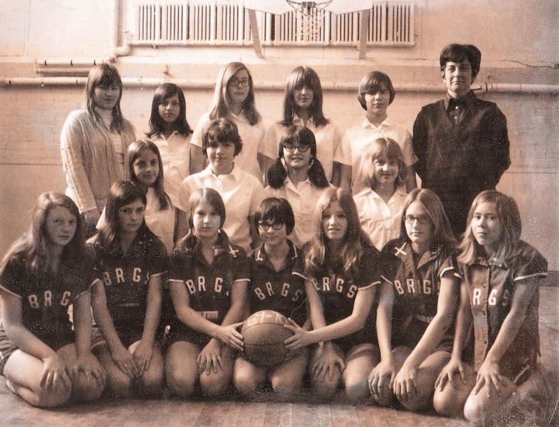 The Boothbay Harbor Grammar School team of 1969-70 coached by Laura Arsenault, back right. Laurie Reed has the ball in her lap in the front row. Boothbay Register file photo