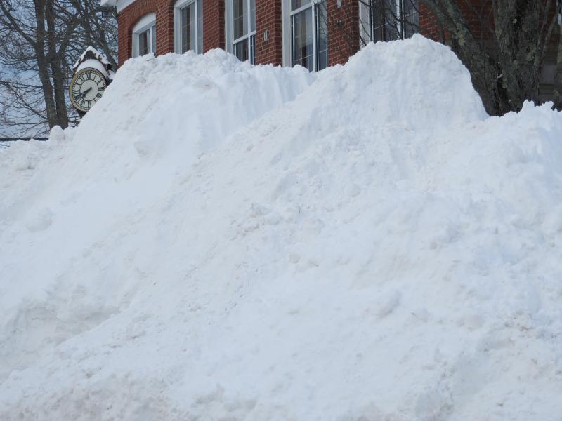 Boothbay Harbor Public Works Department deposited a mountain of snow on Townsend Avenue following the Dec. 17 snowstorm. BILL PEARSON/Boothbay Register