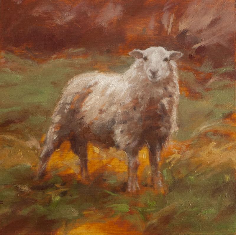 “I’m Here” - a 6” x 6” oil on panel by Ann Scanlan. Courtesy of the artist Ann Scanlan
