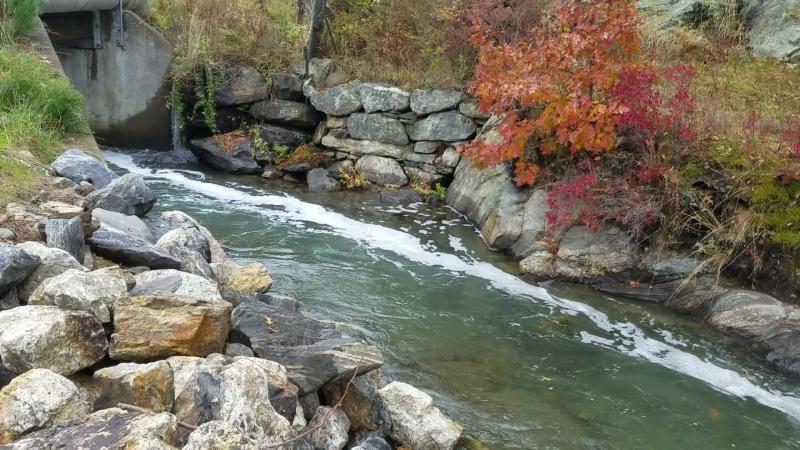 Current saltwater flowing through the culvert and into the Pond, Oct. 2, 2019. Merritt R. Blakeslee photo