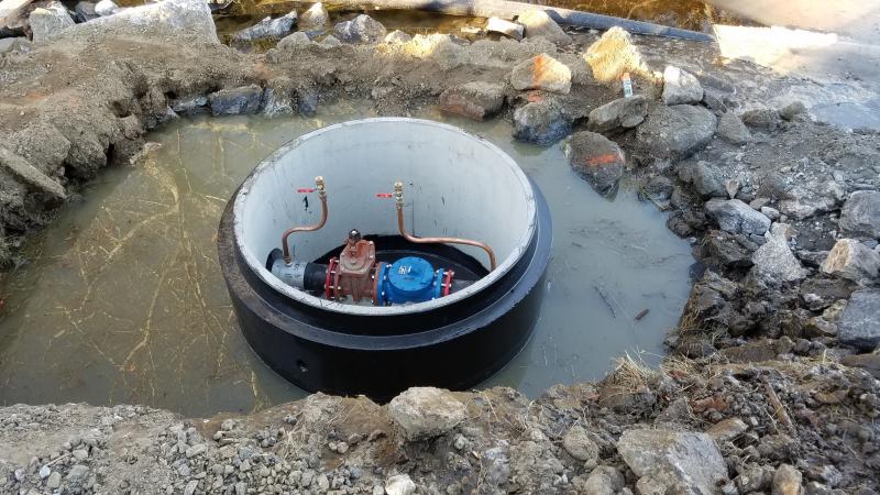 Manhole cylinder with siphon controls immediately after installation, Dec. 13, 2018. Merritt R. Blakeslee photo