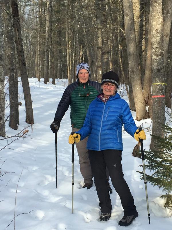 Winston and Christine Kipp were on top of things - they brought their ski poles. LISA KRISTOFF/Boothbay Register