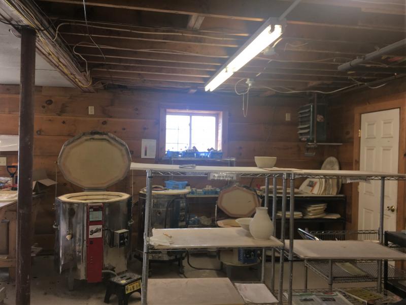 Work area with kilns. LISA KRISTOFF/Boothbay Register Midcoast Pottery Co-op