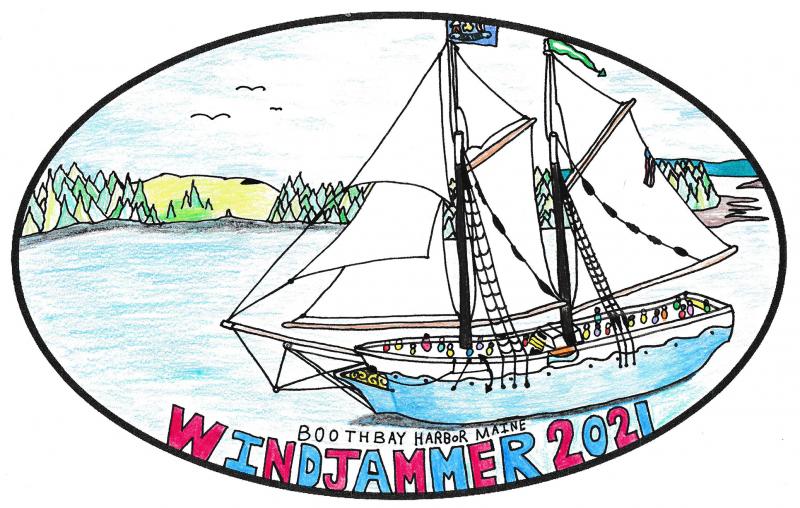 Maria Elaine Michael’s winning design for the 2021 Windjammer Days student T-shirts. Courtesy of Friends of WJD Maria Elaine Michael
