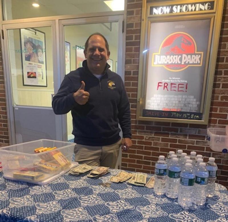 Bruce Harris at the concessions table ... with that tasty Harbor Theater popcorn! Courtesy of Helen Meserve