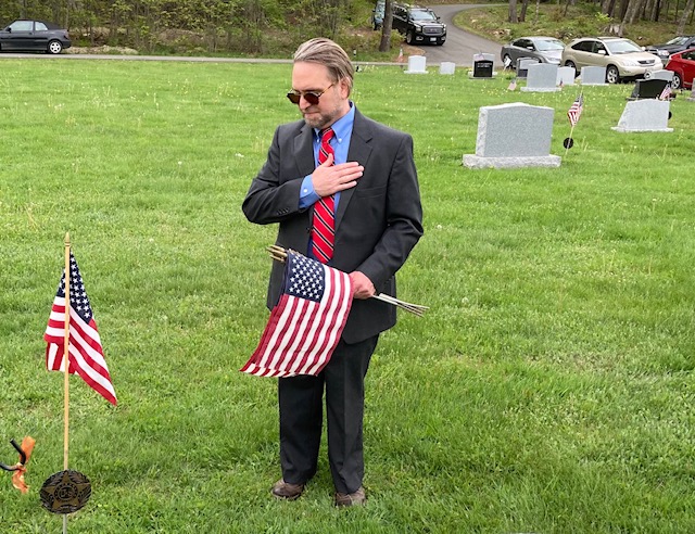 Flag placement at Evergreen Cemetery. Christopher Armstead photo