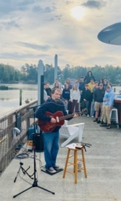 BRHS teacher Chip Schwehm provided live music to the Class of 2021. Courtesy photo