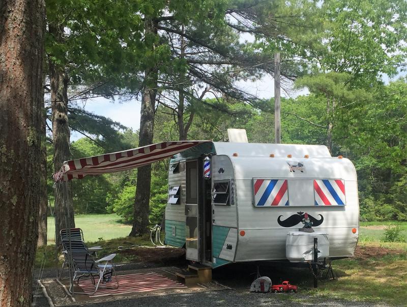 An old-fashioned barbershop themed camper at the Jamboree. LISA KRISTOFF/Boothbay Register