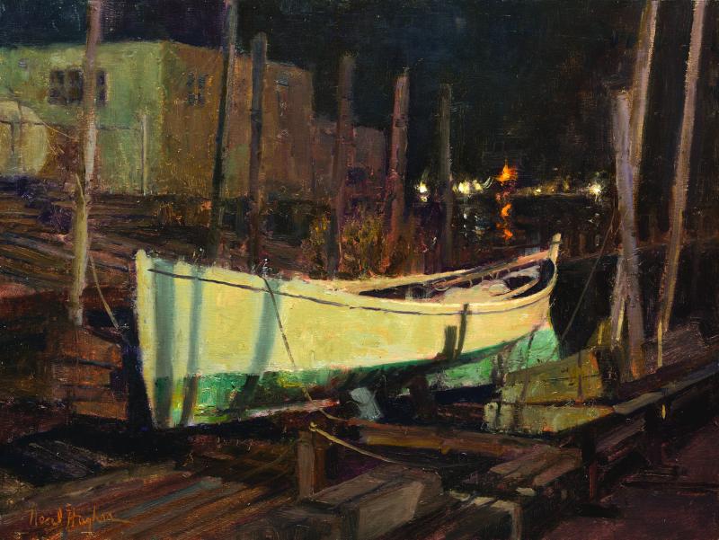 Dreamboat Nocturne by Neal Hughes, oil, 18” x 24”. Courtesy of Ann Scanlan Neal Hughes