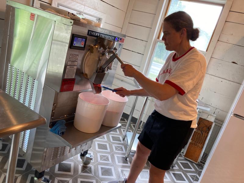 Getting the ice cream ready to freeze. Courtesy photo