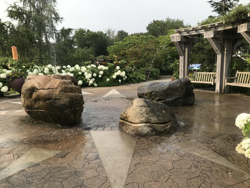 The Whale Fountains: From the book, "Down to the Sea with Mr. Magee" by Chris Van Dusen. Courtesy of Coastal Maine Botanical Gardens