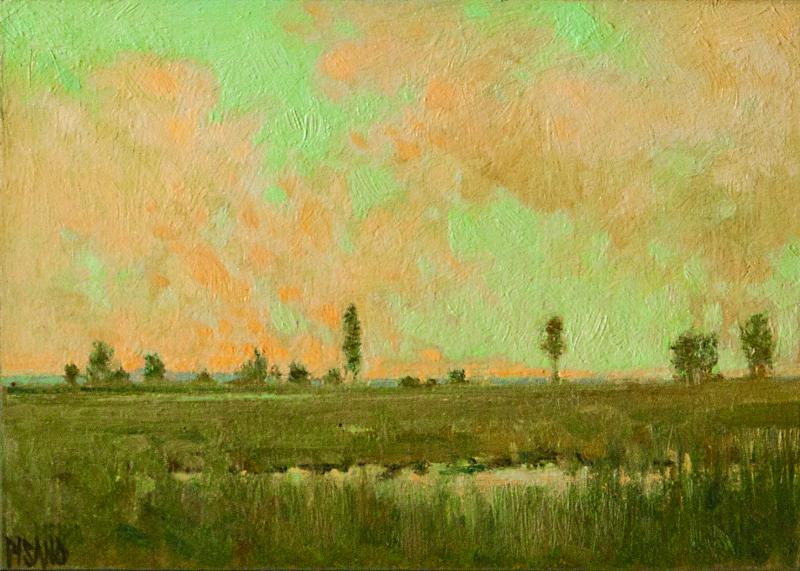 “May Marsh” by Crista Pisano, oil, 5” x 7” is among the artist’s works at Sylvan Gallery. Courtesy of the venue Crista Pisano