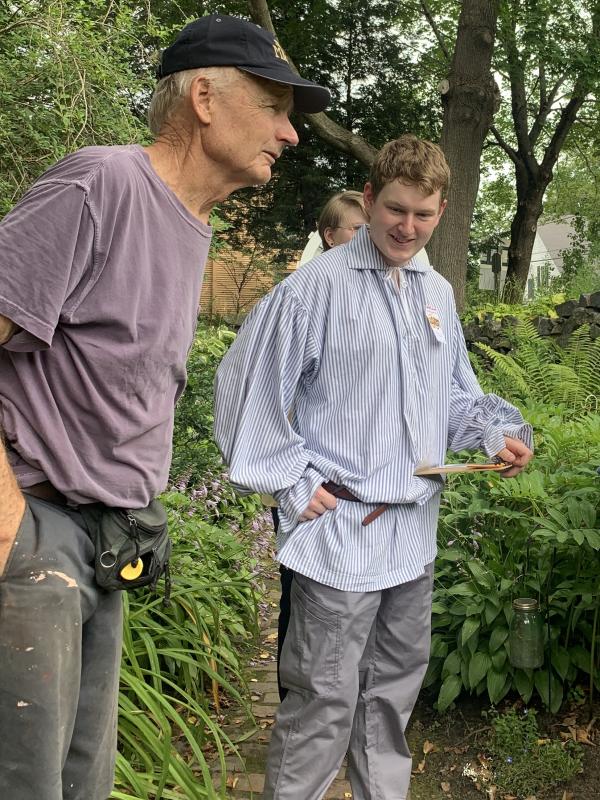 David Pope and WMHS senior Russell Webster help at Schoonerfest. SUSAN JOHNS/Wiscasset Newspaper