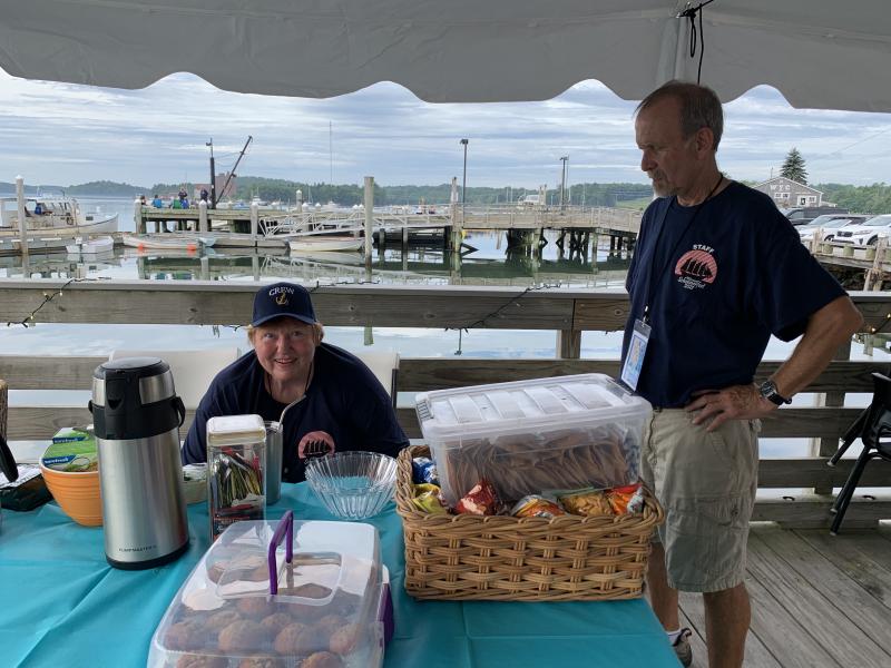Jan Flowers and Schoonerfest co-chair Peter Wells. SUSAN JOHNS/Wiscasset Newspaper