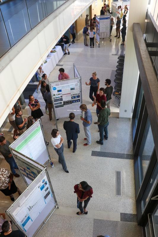 The REU’s poster presentation on July 28, the day before the seminar. Courtesy of Bigelow Laboratory