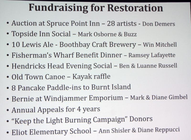 Fundraisers held over four years for the restoration of Burnt Island.