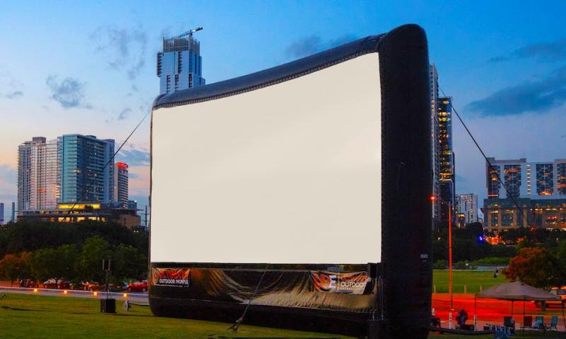 This 30’ x 17’ pop-up screen has been bringing the magic of the drive-in experience to the region for two years, thanks to an anonymous donor. Courtesy of Harbor Theater
