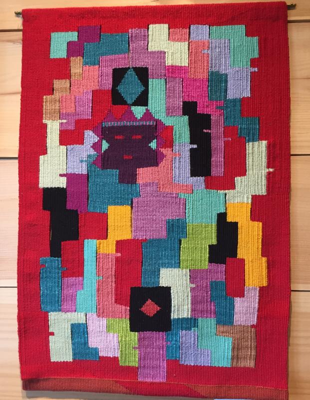 “Spirit Woman”: 28” x 18” - 28”x 18’ - cotton seine warp and silk weft woven by Priscilla Alden. Priscilla May Alden