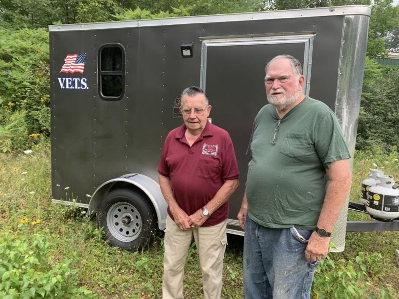 VETS (Veterans Emergency Temporary Shelter) is holding a barbecue from 4 to 7 p.m. at the Charles Sherman, Jr. American Legion Hall in Boothbay on Aug. 21. VETS is a local non-profit building temporary shelters and promoting awareness about homeless Maine veterans. Pictured Arthur Richardson, left, and Ed Harmon who are two of VETS founding members. BILL PEARSON/Boothbay Register