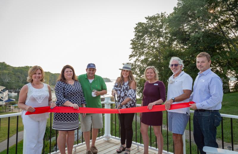Attending the ribbon-cutting at the Aug. 25 Business After-Hours at Smuggler’s Cove in are, from left, Julie Roberts (Board Member), Lisa Walby (Chamber Director). Scott Larson, Dana Moos (Owners of Smuggler's Cove Inn), Alyssa Allen (Board Treasurer), Doug Goldhirsch (Board President), Jaymes Shive, (Board Member). Erin Stodder Photography
