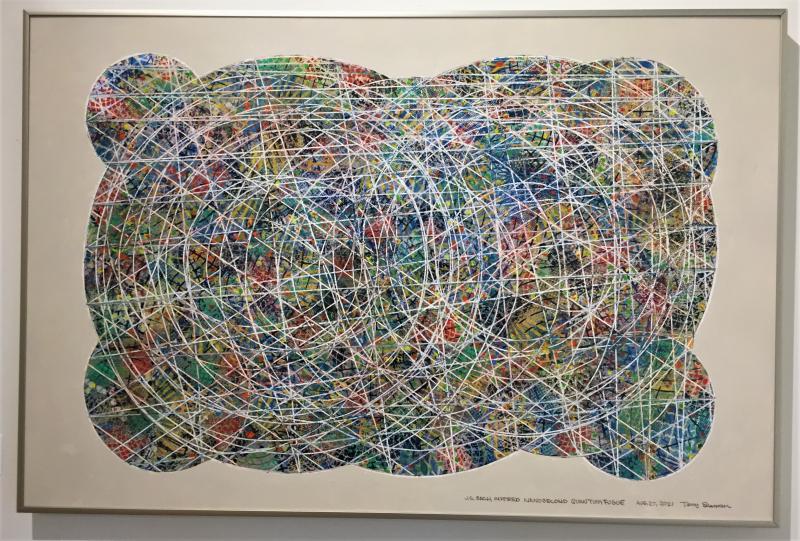 Terry Seaman’s most recent painting, “J.S. Bach Inspired Nanosecond Quantum Fugue.” Terry Seaman