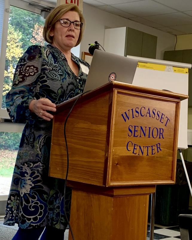 Wiscasset Selectman Kim Andersson addresses the Oct. 23 event on James Weldon Johnson. SUSAN JOHNS/Wiscasset Newspaper