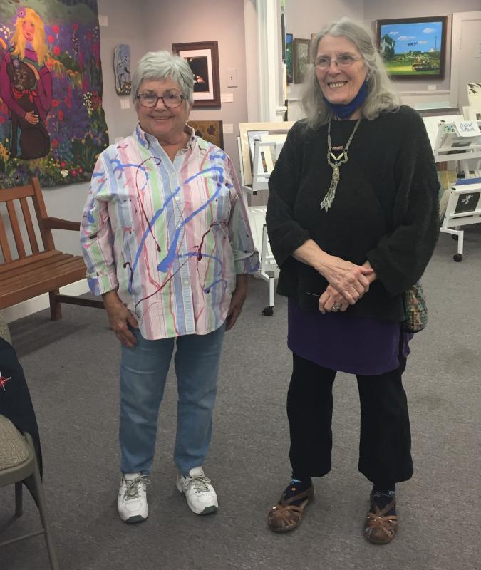 Annette Stormont and June Rose pose for this photo in between visitors. LISA KRISTOFF/Boothbay Register