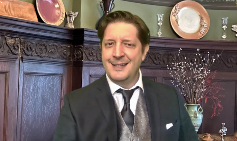 Michael Hovance is the dashing Earnest and Jack Worthing. Courtesy of River Company