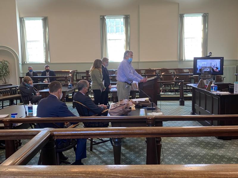 Hugh McKellar, father of Kristen, addresses the court. JOSEPH CHARPENTIER/Boothbay Register