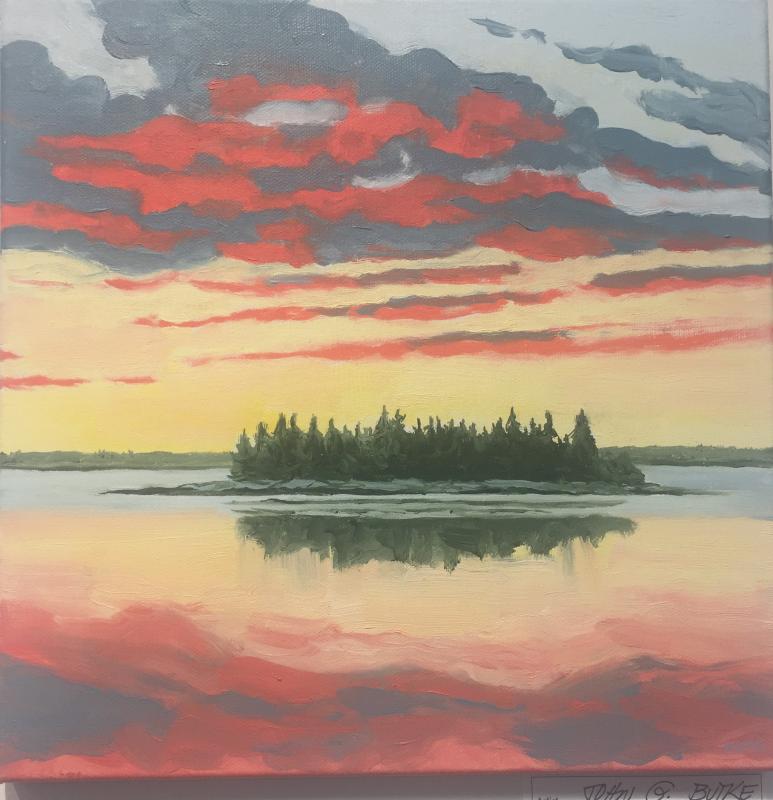 John G. Butke’s oil painting “Ram Island Dusk” was among his works submitted for Art in the Square 2020. File photo John G. Butke