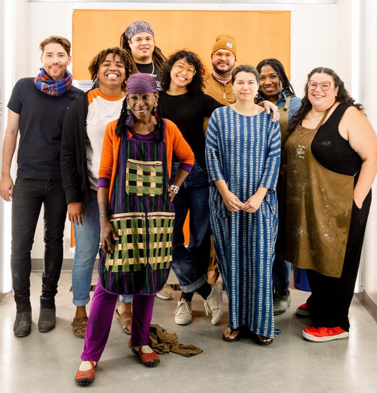 Artists who took part in The Color Network’s 2021 mentor-mentee residency at Watershed: Adam Chau, Gerald Brown, Isaac Scott (back); Sana Musasama (front), Isolina Minjeong Alva, Salvador Jimenez-Flores, Sarah Petty, Corrin Grooms, and April Felipe. Not pictured: Natalia Arbelaez and Alex Paat.Courtesy of Claire Brassil