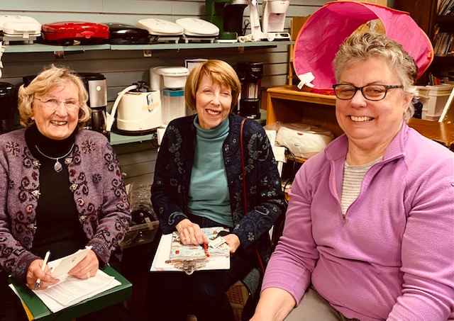 From left are Linda Redman (scholarship chair), Irene Gerny (volunteer chair) and Kevin Bowler (recording secretary). Courtesy of St. Andrews Auxiliary