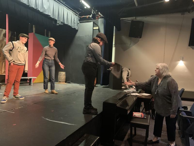 BRHS students rehearse a scene from “Newsies.” Emerson Harris photo