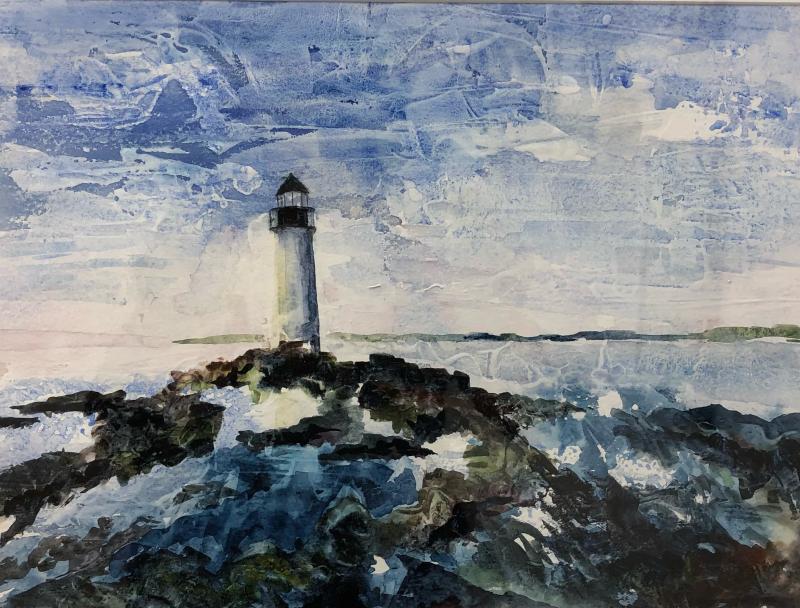 BRAF member Ann Springhorn’s lighthouse painting is among the works in the new nature-themed members show at BRAF. Courtesy of the gallery Ann Springhorn