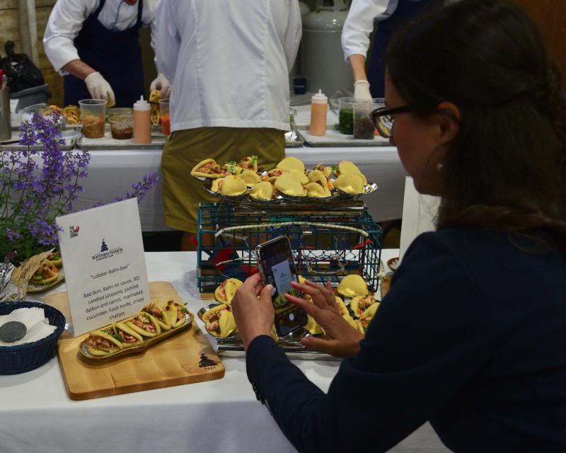 Taking a photo of Boothbay Harbor Country Club’s lobster bahn-bao. Bob Crink photo