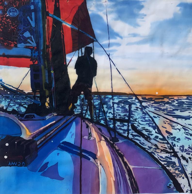 Mischelle Wilbricht’s original batik, “Home,” is among her works in batik and watercolor in the show “Maine Renaissance” at SML July 2. Courtes of the artist Mischelle Wilbricht