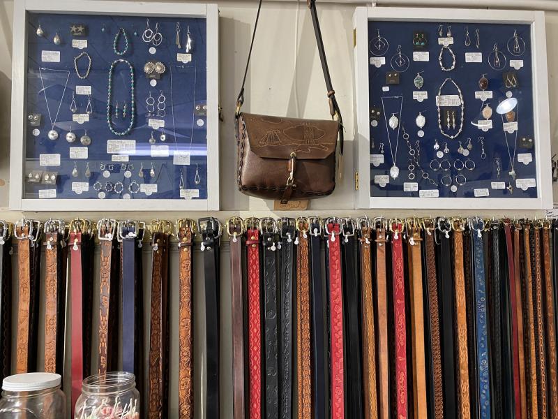 Dombrowski offers a wide array of belts, all handmade and handstitched. No two are the same. ISABELLE CURTIS/Boothbay Register