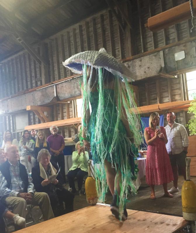 Back view of “Jellyfish Girl” worn by Natalie Mayotte, designed by Oxana Tarlow. LISA KRISTOFF/Boothbay Register