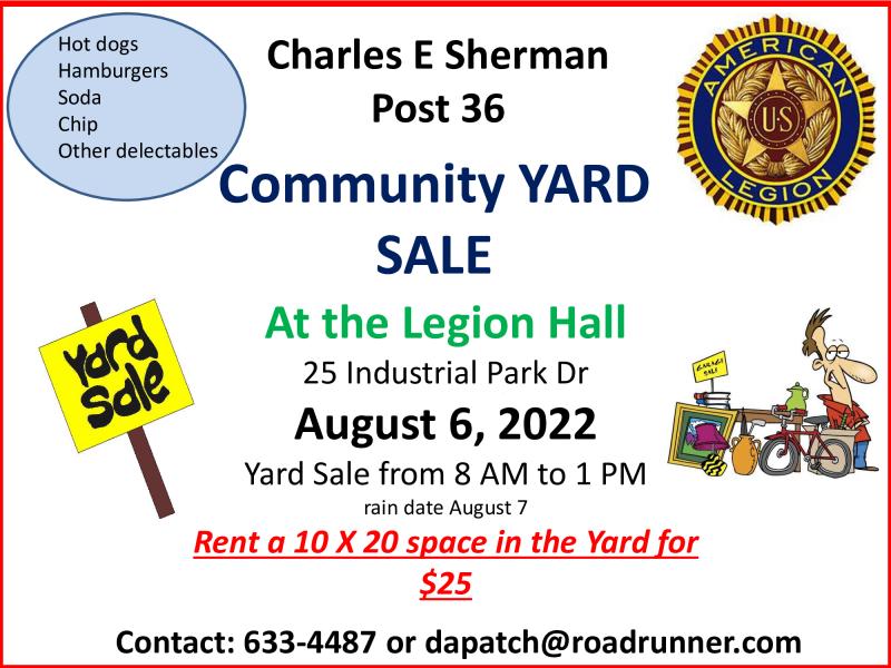 6 August Yard Sale