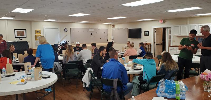 Scene from the Workers from Away gathering at the Congregational Church of Boothbay Harbor on June 27. Courtesy photo
