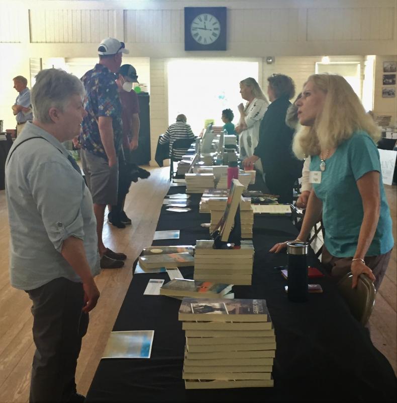 Author chats are a common sight at Books In Boothbay. LISA KRISTOFF/Boothbay Register