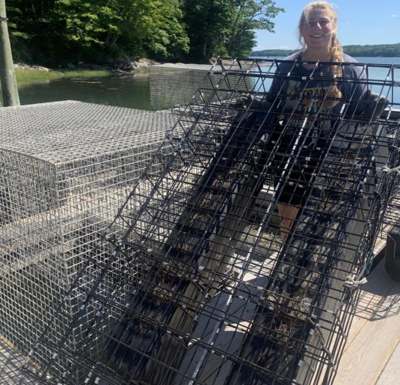 Sarah Vanacore has worked at Glidden Point Oyster Farm in Edgecomb since 2019. BILL PEARSON/Boothbay Register