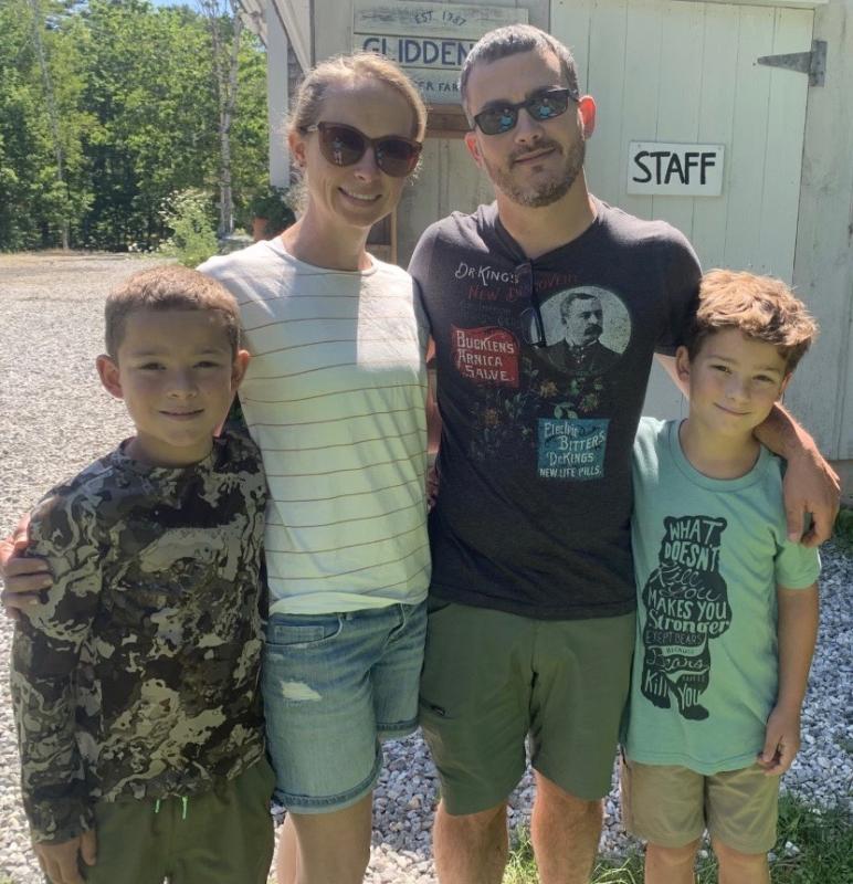 The Thompson family from East Texas tours Glidden Point Oyster Farm in Edgecomb July 13. Pictured, from left, are Nash Thompson, Monika Thompson, Brady Thompson and Owen Thompson. BILL PEARSON/Boothbay Register