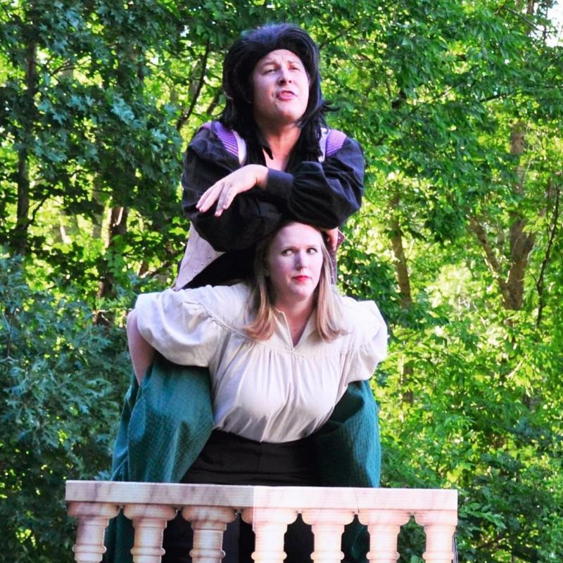 Emily Sue Barker and Roosevelt Bishop in a scene from “Romeo and Juliet,” as written in “The Complete Works of William Shakespeare (abridged).” Ellie Busby photo