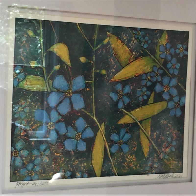 Kate Marohn’s “Forget-Me-Not” - acrylic ink and oil stick on paper. Kate Marohn